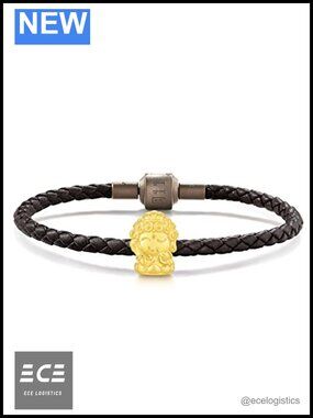 999 24K Solid Gold Zodiac Buddha Mini Charm Bracelet Unisex